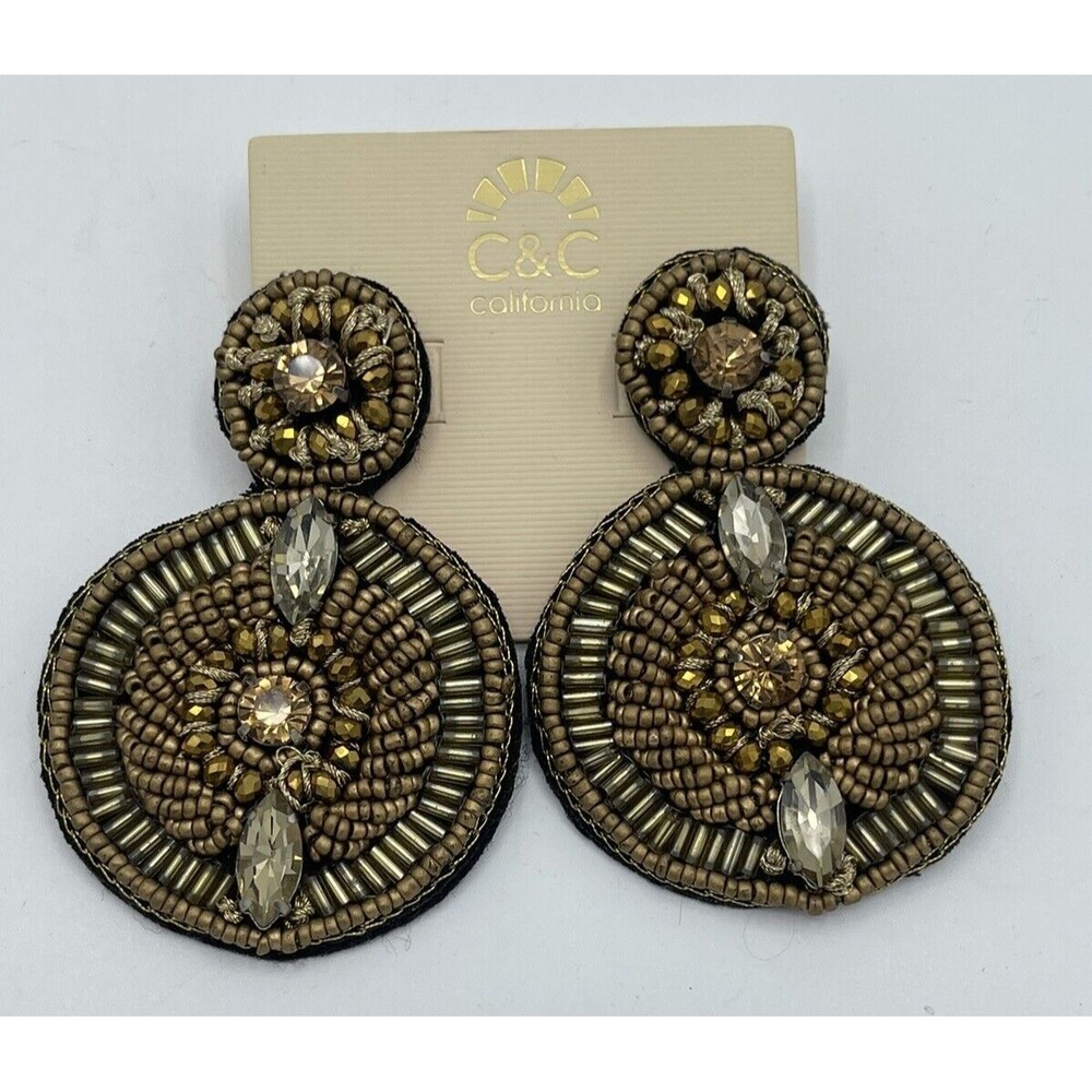 C & C California Round Double Drop Seed Bead Earrings New
